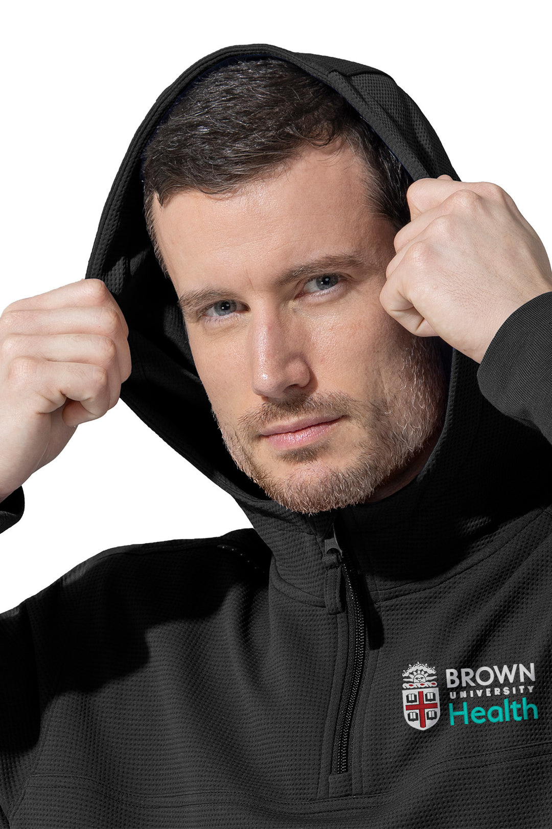 Men's Layers Zip Waffle Hoodie + Logo