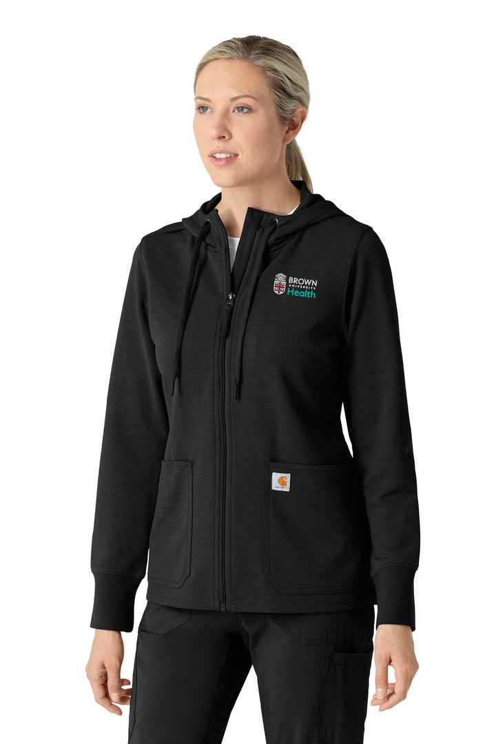 Women's Full Zip Waffle Hoodie - C82008