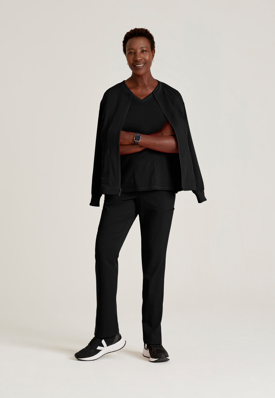 Grey's Anatomy™ Spandex Stretch Women's Millie 3-Pocket Crewneck Jacket