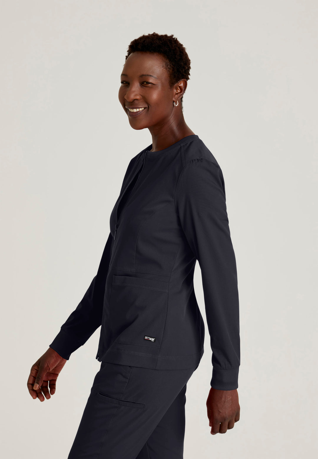 Grey's Anatomy™ Spandex Stretch Women's Millie 3-Pocket Crewneck Jacket