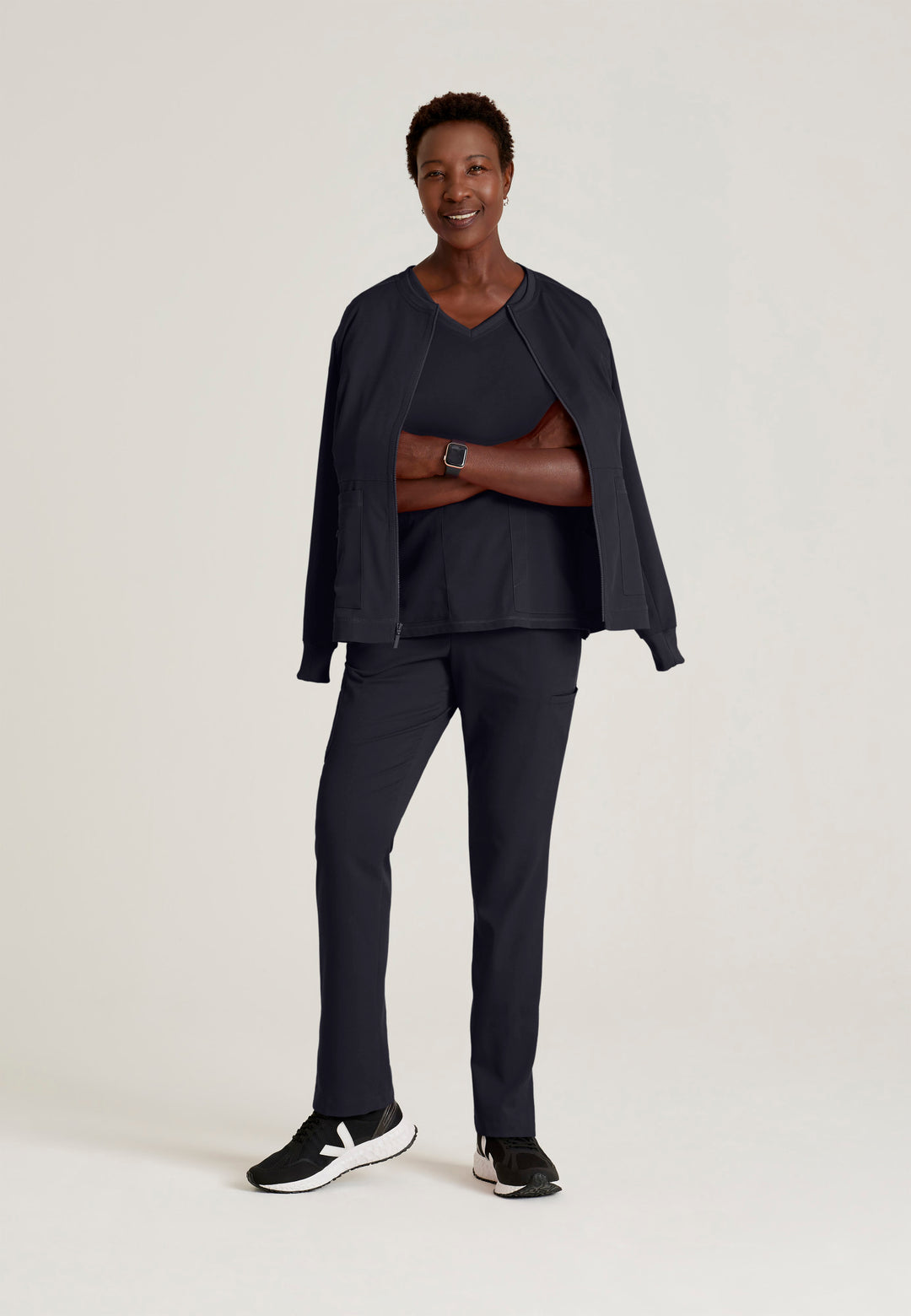 Grey's Anatomy™ Spandex Stretch Women's Millie 3-Pocket Crewneck Jacket