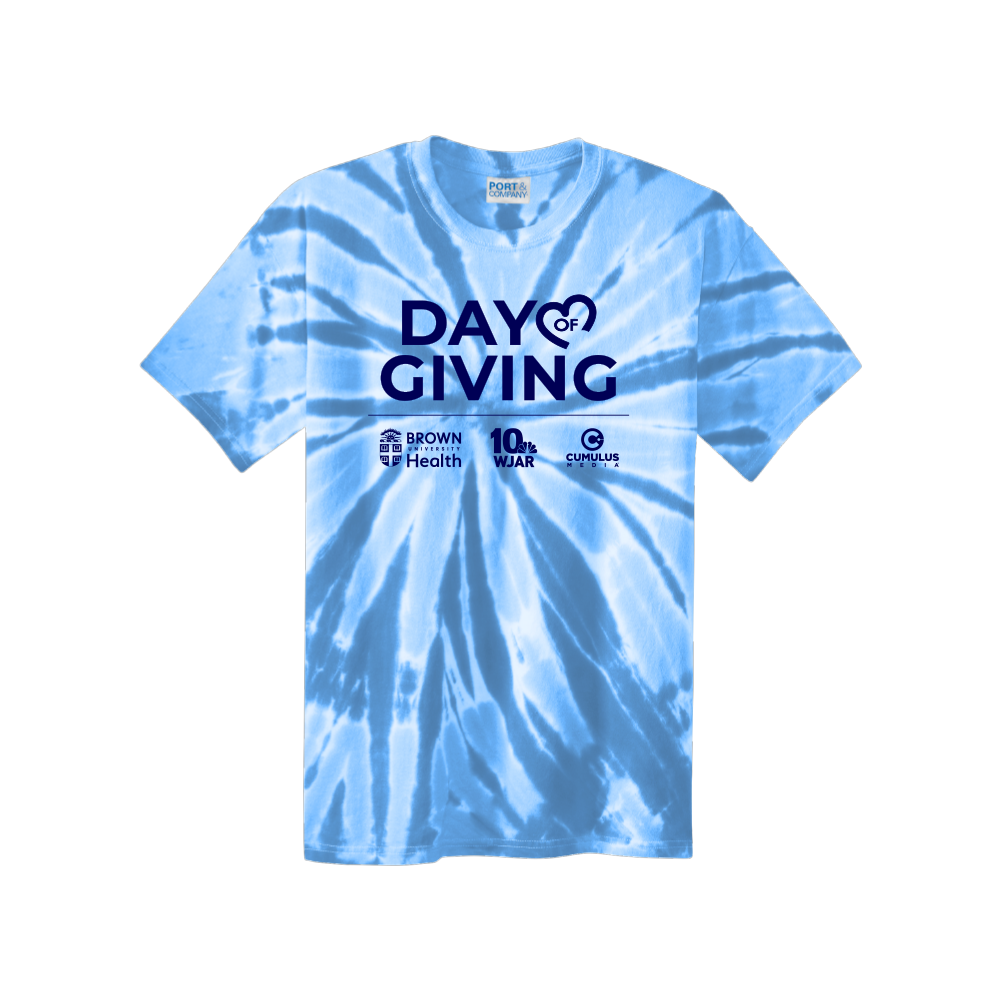 Day of Giving 2026 Light Blue Rainbow Tie-Dye Tee
